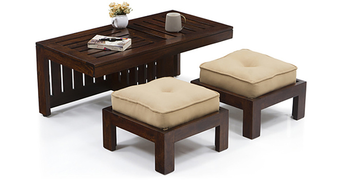 Caffino Coffee Table Set(Walnut&Beige)